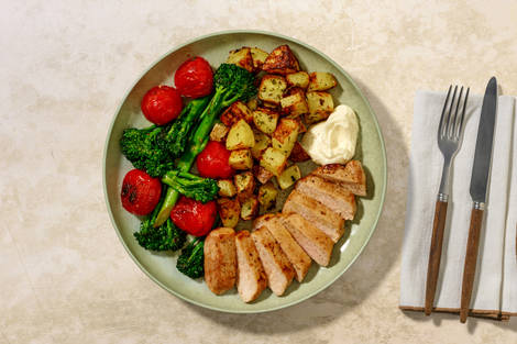Air Fryer Peri Peri Pork Steak and Herby Potatoes