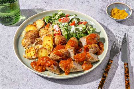 German Currywurst-inspired Irish Chicken with Roast Baby Potatoes