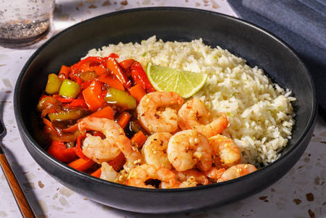 Riesencrevetten mit Sesam auf Teriyakigemüse