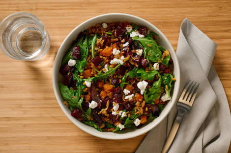 Beetroot, Sweet Potato and Goat's Cheese Spelt Bowl