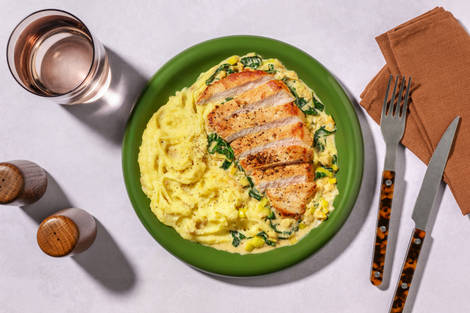 Pan-Fried Double Gammon Steaks and Cheesy Leek Sauce