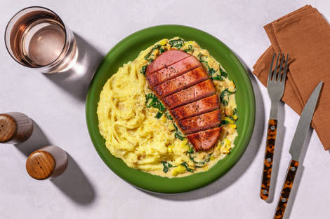 Pan-Fried Gammon Steaks and Cheesy Leek Sauce