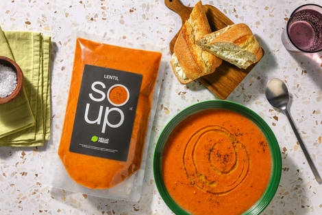 Lentil Soup with Goat's Cheese Toast