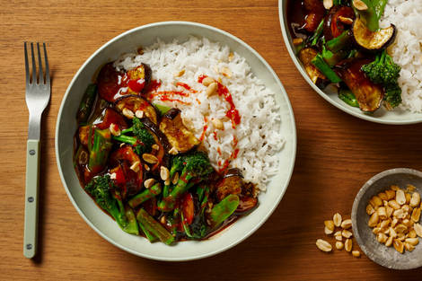 XO Glazed Aubergine Rice Bowl