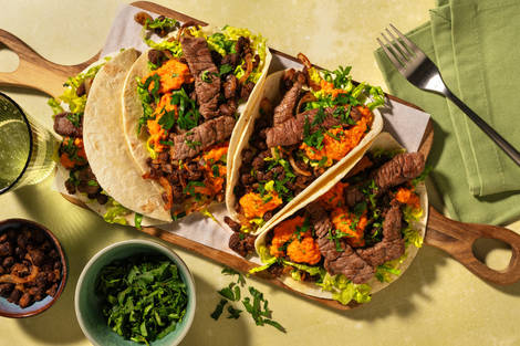 Fajita-Tacos mit Bio-Rinderhüftsteak