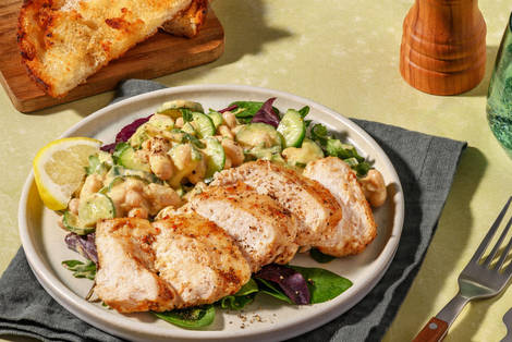 Harissa-Bio-Hähnchenbrust mit Knoblauchbrot