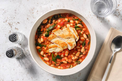 Bio-Hähnchenbrust auf Cannellini-Bohnen-Eintopf