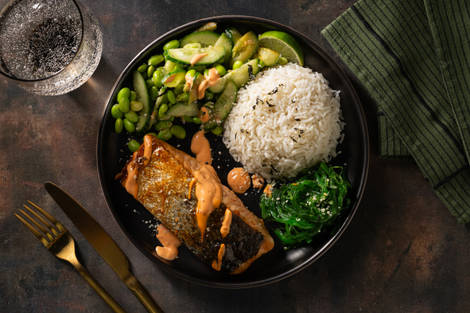 Filet de saumon, wakame & fèves de soja