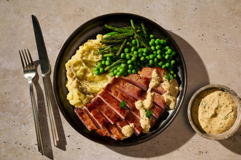 Double Gammon and Creamy Parsley Mustard Sauce