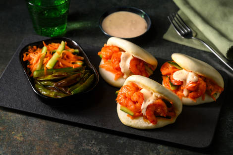 Bao buns met garnalen en 'swicy' saus