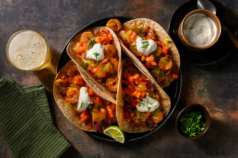 Tortillas aux crevettes BBQ & ketchup à la mangue