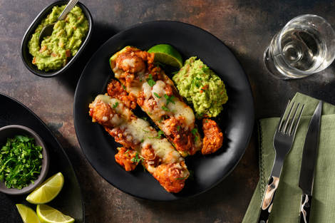 Courgette poêlée farcie au poulet & fromage