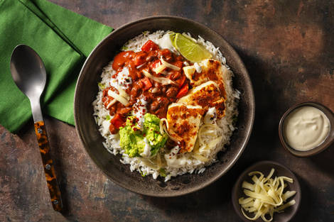 Cajun Spiced Halloumi & Black Bean Burrito Bowl