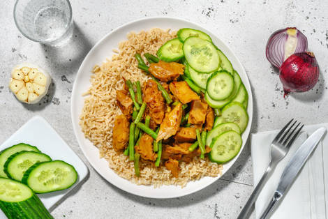 Mijoté à la caribéenne à la cacahuète et émincés végétariens façon poulet