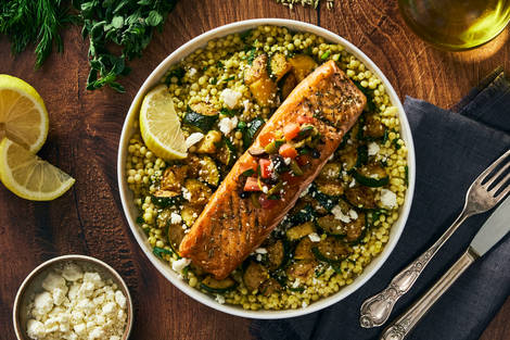 Mediterranean Za'atar Double Salmon and Lemony Couscous
