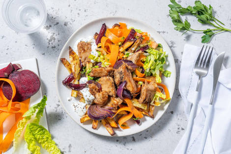 Vegetariska kebab style-pulled beans