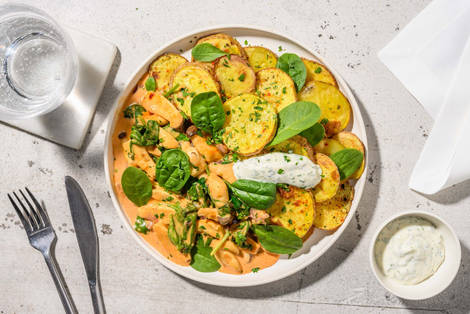 Röstkartoffeln mit Kräuterseitlingsrahm