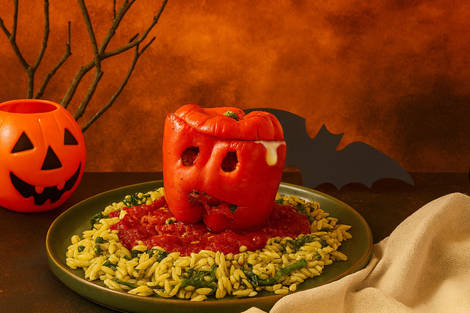 Jack-O'-Lantern Stuffed Peppers