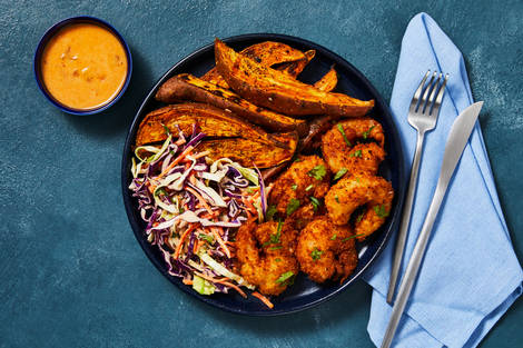 Assiette de crevettes géantes à la noix de coco