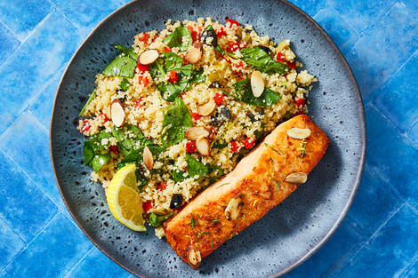 Roasted Tilapia with Couscous-Sweet Pepper Pilaf