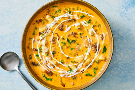 Soupe crémeuse à la dinde et aux champignons super rapide