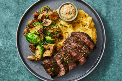 Faux-filet nappés en sauce crémeuse