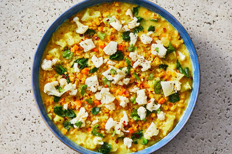Southeast Asian-Style Coconut, Lentil, Chicken and Rice Stew