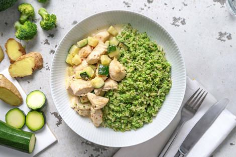 Aiguillettes de poulet aux herbes en sauce au lait de coco