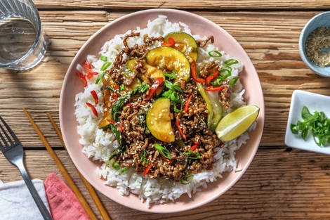 Asiatische Rinderhackfleisch-Pfanne