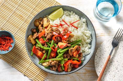 Asiatisches Rindfleisch mit Buschbohnen