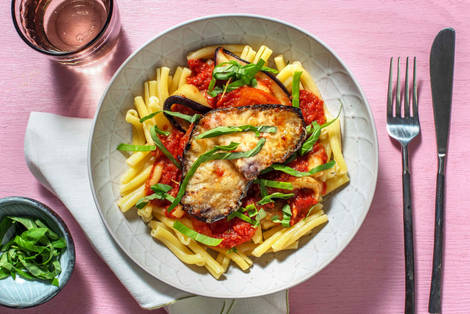 Aubergine uit de oven met casarecce