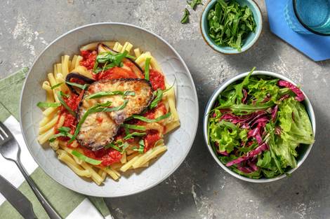 Aubergine au four et casarecce