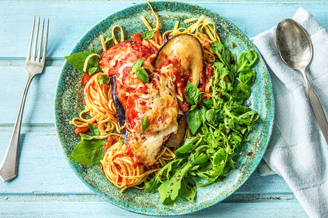 Aubergine au four à la tomate et au fromage