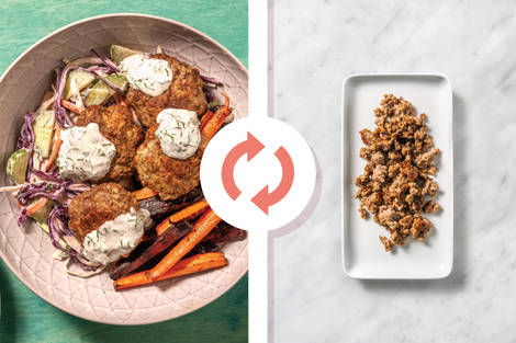 Aussie Pork Rissoles & Rainbow Fries