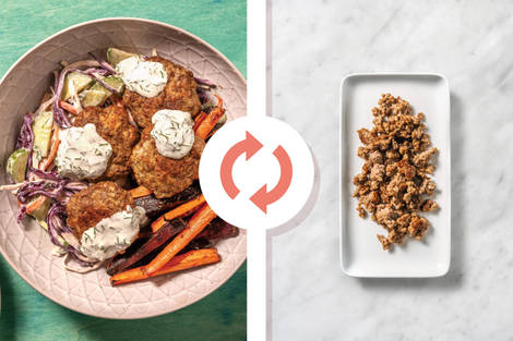 Aussie Pork Rissoles & Rainbow Fries