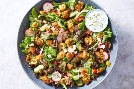 Mediterranean Chicken and Falafel Crumble Salad