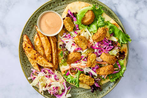 Hot-Honey Chicken and Falafel Wraps