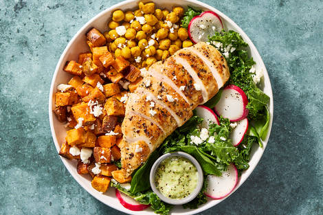 High-Protein Chicken and Chickpea Bowls
