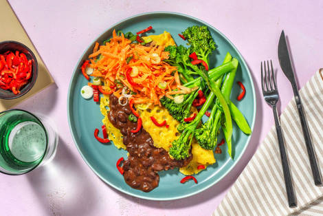 Kokos-Curry-Pfannkuchen mit Bohnenfüllung