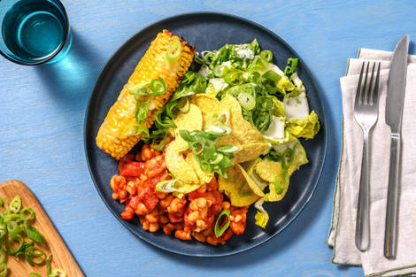 Bean Bake! mit cheesy Maiskolben & Tortillachips