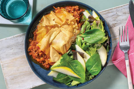 Cheesy Beef & Filo Pastry Pie