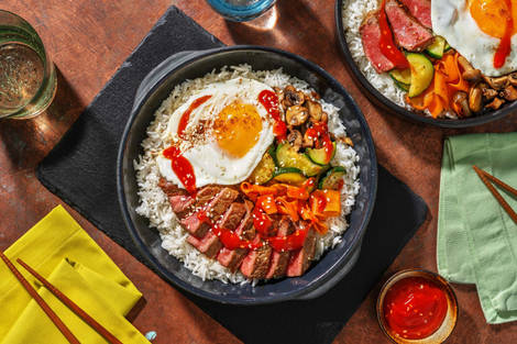 Bibimbap met kimchisaus