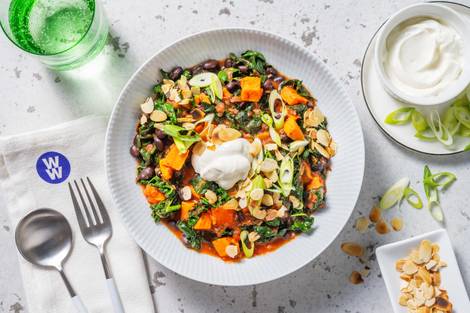 Black Bean and Sweet Potato Harissa Stew