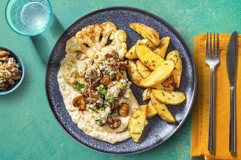 Bloemkoolsteak met blauwekaas-topping 