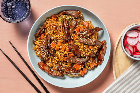 Bœuf teriyaki et nouilles complètes