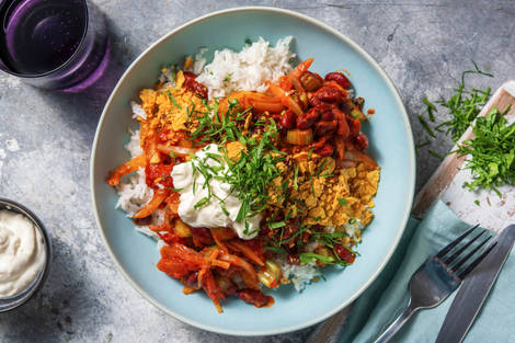 Bohnenpfanne mit Tortilla-Crunch