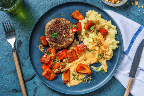 Boulette mit Blumenkohl-Stampf