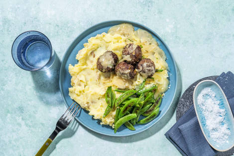 Double boulettes de bœuf au romarin et sauce à l'oignon
