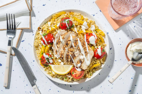 Roasted Shawarma-Spiced Organic Chicken Breasts and Bulgur