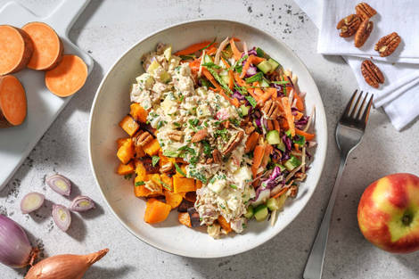 Bowl de patate douce rôtie et salade de thon